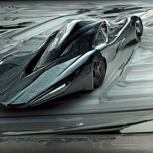 Image similar to car : motherboard forms in the style of zaha hadid architecture sci-fi futuristic setting ultra realistic photography, keyshot render, octane render, unreal engine 5 render , high oiled liquid glossy specularity reflections, ultra detailed, golden hour 4k, 8k, 16k in the style ofblade runner 2049 Cyberpunk 2077 ghost in the shell thor 2 marvel film : tilt shift: sharp focus