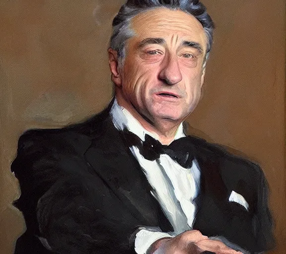 Prompt: a hyper-detailed oil painting of Robert DeNiro by John Singer Sargent; anatomically correct