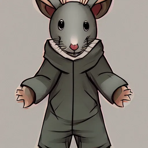 Prompt: a full body shot of a cute rat wearing a hoodie looking into the camera, furry art, furaffinity, deviantart, symmetrical, highly detailed, award winning, trending