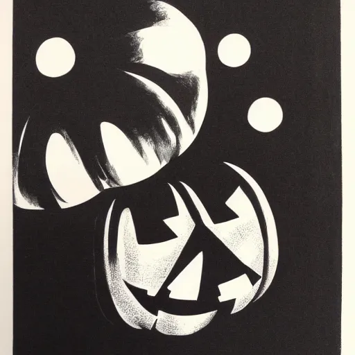 Prompt: duotone lithograph of halloween, retro, happy