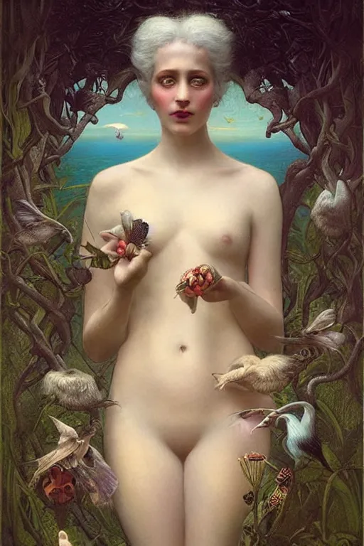 Image similar to bill murray explaining the birds and the bees by Tom Bagshaw in the style of a modern Gaston Bussière, art nouveau, art deco, surrealism. Extremely lush detail. Melancholic scene. Perfect composition and lighting. Profoundly surreal. High-contrast lush surrealistic photorealism. mischievous expression on his face.