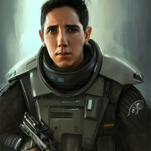 Prompt: portrait of a man by greg rutkowski, gabriel luna wearing tactical gear of the galactic alliance, star wars expanded universe, he is about 3 0 years old, highly detailed portrait, digital painting, artstation, concept art, smooth, sharp foccus ilustration, artstation hq