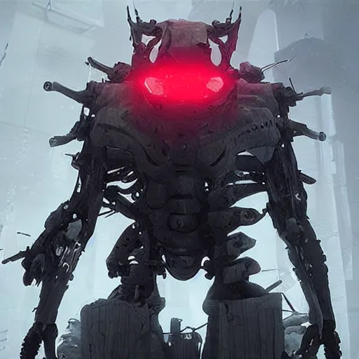 Image similar to horrifying tsutomu nihei blame robot, unreal engine, 8 k, ultra realistic, ultra detail