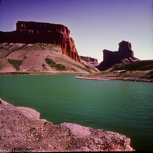 Prompt: photo, green river wyoming, kodak ektachrome 1 2 0,