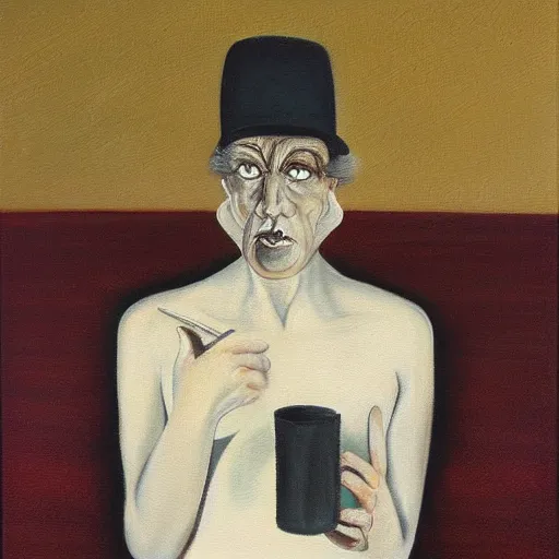 Image similar to a dissatisfied customer, surrealist contemporary painting