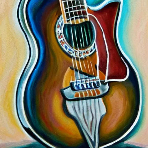 Image similar to A detailed painting of a guitar
