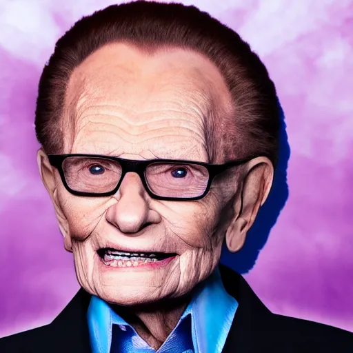 Image similar to larry king wearing a purple cloak like skeletor mad - magazine