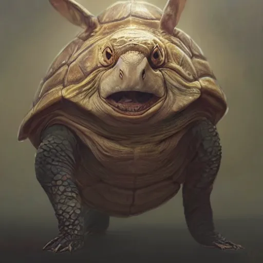 Prompt: amazingly beautiful portrait of a hyper realistic mitch mcconnell as a turtle / tortoise, as an anthropomorphic turtle, painted by greg rutkowski, artgerm, beautiful lighting, masterpiece, epic, 4 k