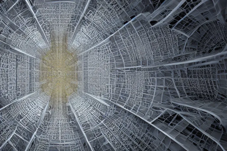 Prompt: a complex organic fractal 3 d ceramic metallic megastructure skyscraper, cinematic shot