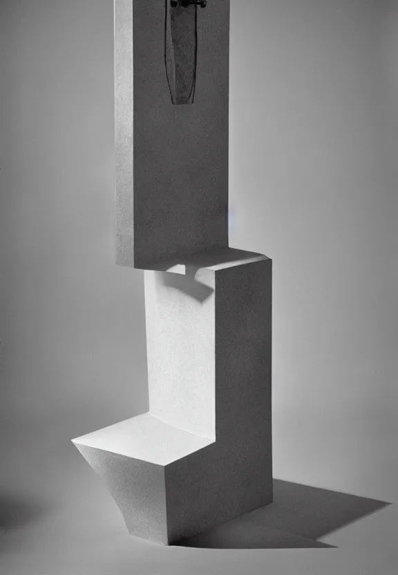 Image similar to a packshot of fountain ( fontaine ) readymade by marcel duchamp, archival pigment print, 1 9 2 0, conceptual art, white, grey, gray, underexposed grey, hues of subtle grey, ready - made, studio shoot, studio lighting