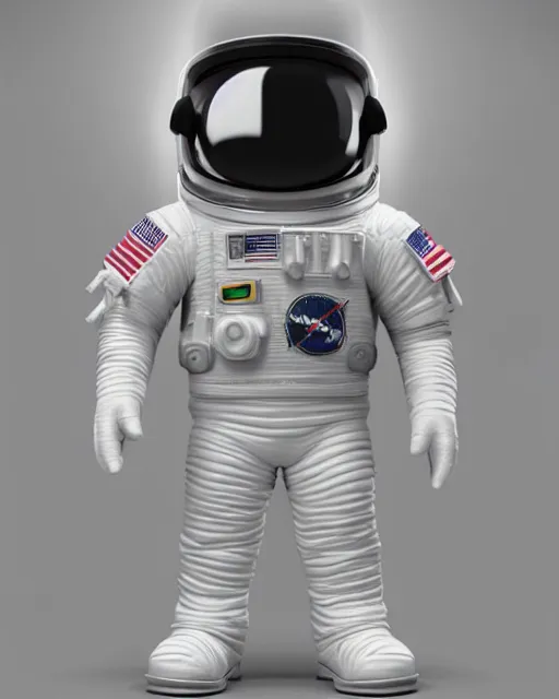 Image similar to full body 3d render of An astronaut as a funko pop, studio lighting, white background, blender, trending on artstation, 8k, highly detailed