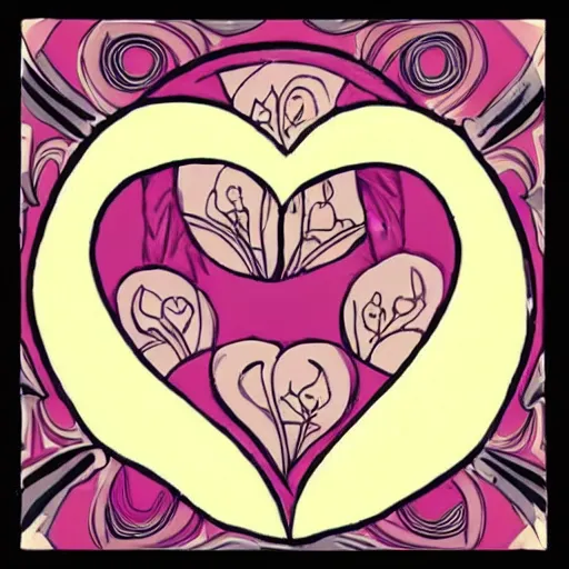 Image similar to artnouveau heart made of scary rabbits