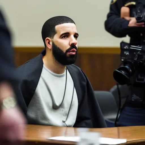 Aubrey Drake Graham in a trial in court, dslr | Stable Diffusion