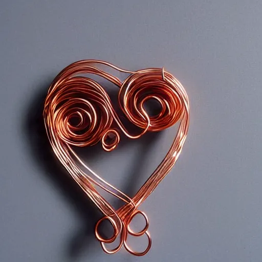 Image similar to a very beautiful tiny ( ( ( ( human heart ) ) ) )!!!!!!!!!!!!!!!!!!!!!!!!! organic sculpture made of copper wire and threaded pipes, very intricate, curved. studio lighting, high resolution, high quality, black background