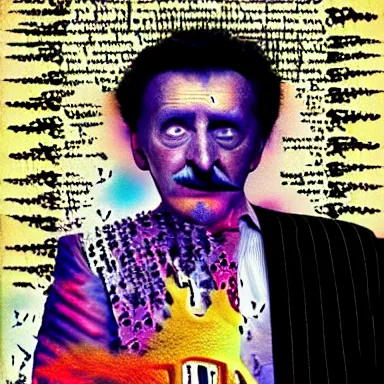 Image similar to portrait of a uncanny artist by Chor Boogie and Salvador Dali collaboration, digital art, mix of aesthetics, close up, high details