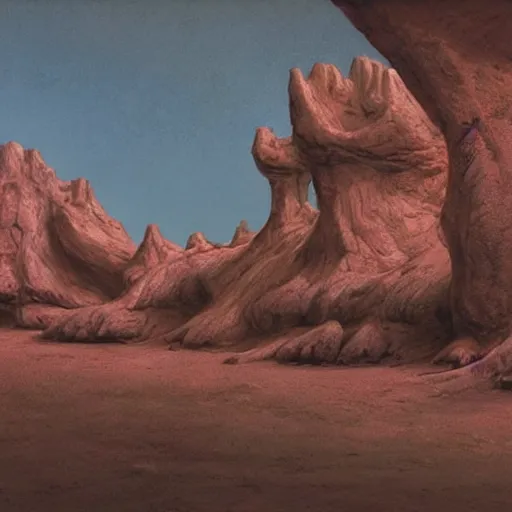 Prompt: photorealistic exotic alien landscape cave by John Schoenherr and Jim Burns