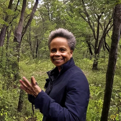 Image similar to chicago mayor lori lightfoot spotted on woodland trail cam at 2:00am