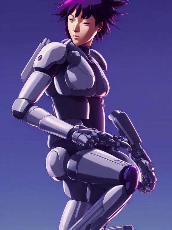 Image similar to a fullbody portrait of motoko kusanagi riding on top of a tachikoma : : stand alone complex, ghost in the shell, netflix : : by ilya kuvshinov, rossdraws, artgerm, sola digital arts, anti aliasing, raytracing : :