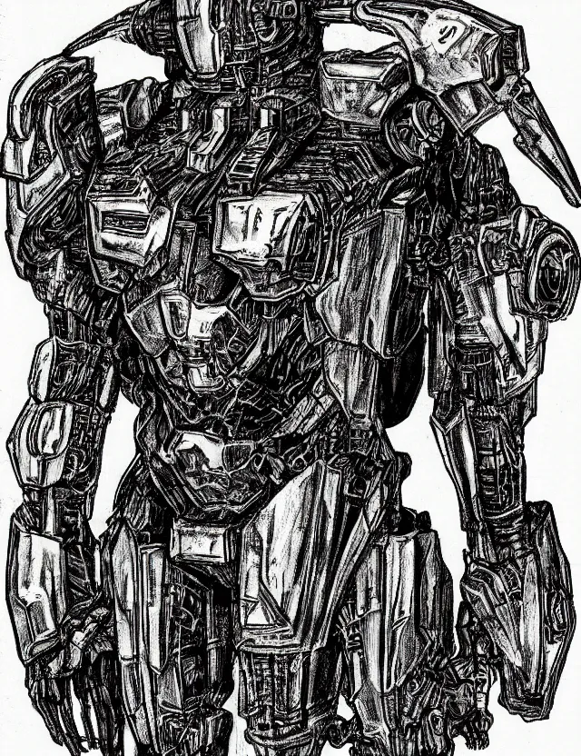 Prompt: cyborg mecha armor in the style of albrecht durer
