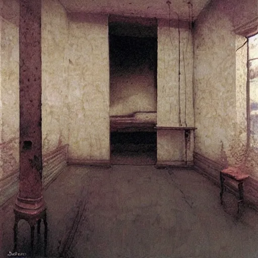 Image similar to room by Saudek and Beksinski