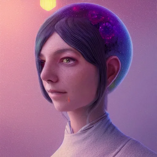 Prompt: centered ultradetailed portrait of a beautiful solarpunk girl made of vessles by Beeple and Thomas Kinkade, impressionism, trending on artstation