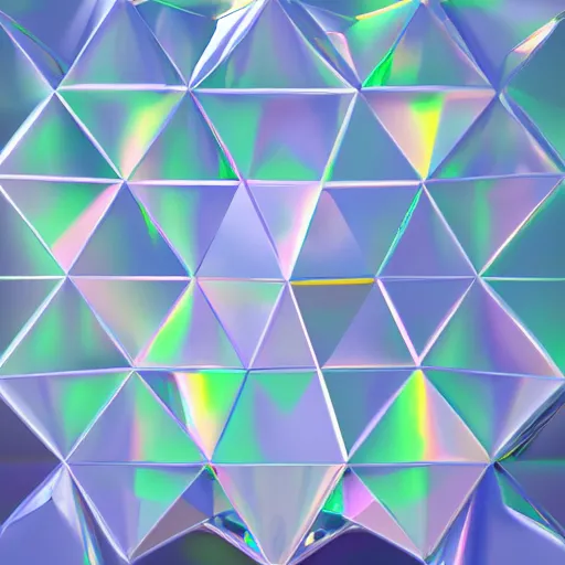 Prompt: low poly diamond, iridescent transparent, prism, octane render, digital art, ray tracing, global illumination, album cover