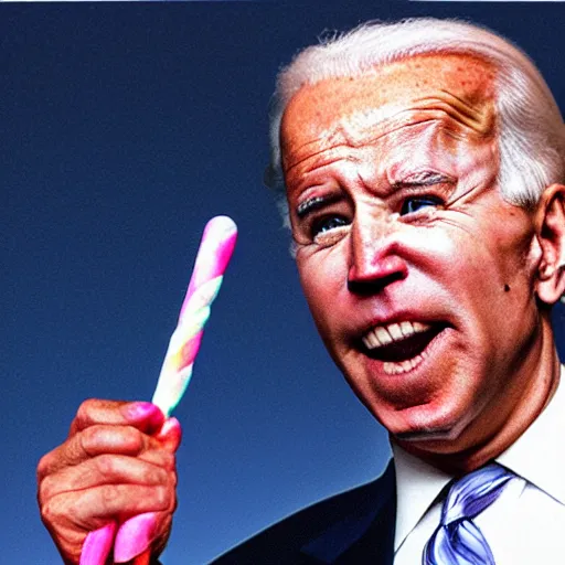 Prompt: joe biden licking lollypop