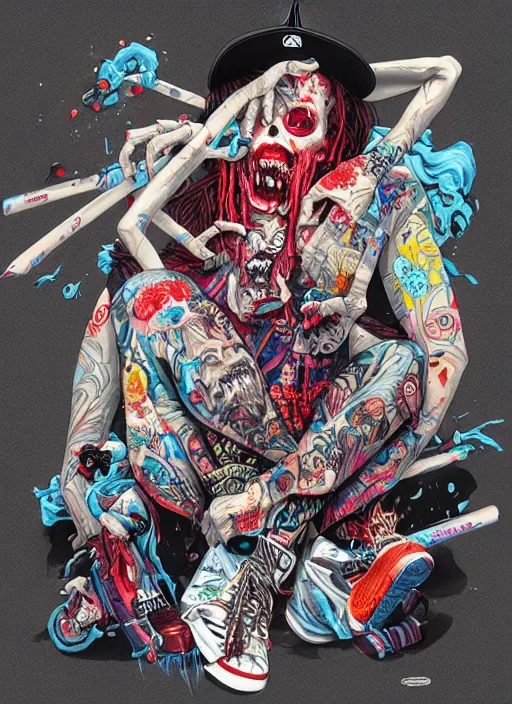 Image similar to zombie dreads full body hiphop streetwear drip, tristan eaton, victo ngai, artgerm, rhads, ross draws