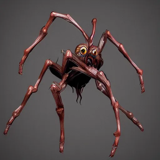 Image similar to cyclops minature spider horse with 8 legs, trending on artstation, scary