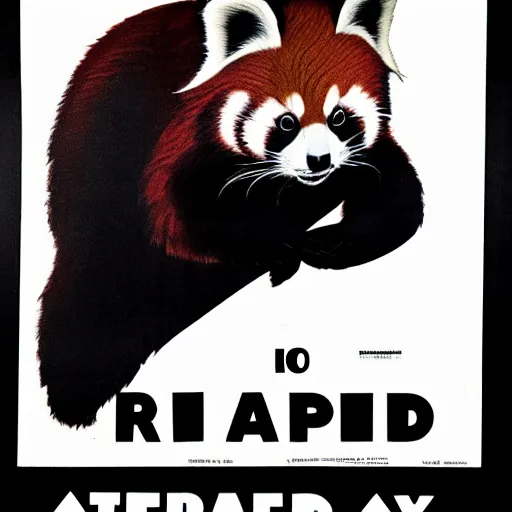 Image similar to red panda on a propaganda poster, world war, germany, circa 1 9 3 9, stencil