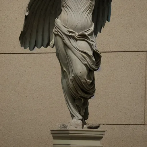 Prompt: Winged Victory of Samothrace statue with arms and a head, 8k resolution, highly detailed