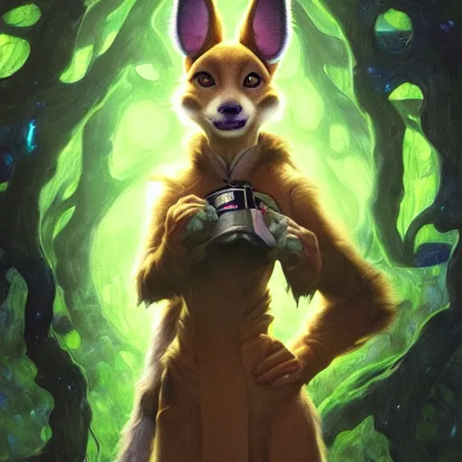 Prompt: a portrait of an alien female dog dogwoman canine in starfleet uniform at night in a dark forest. zootopia fursona furaffinity furry art detailed face painting by gaston bussiere craig mullins jc leyendecker gustav klimt artgerm greg rutkowski furry