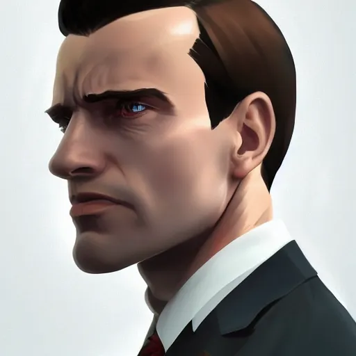 Image similar to a digital painting of a man in a suit and tie, a character portrait by echo chernik, cgsociety, photorealism, ilya kuvshinov, 2 d game art, artstation hd