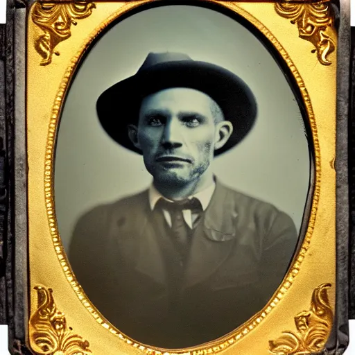 Image similar to tintype photo, bottom of the ocean, cowboy alien