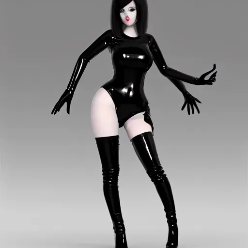 Prompt: portrait of a curvy feminine pale goth cutie in an elaborate latex-leather-rubber tight neck-high outfit, with a thin waist, cgsociety, photorealistic, sublime-comfy-elegant ambience, 16k, smooth, sharp focus, trending on ArtStation, volumetric lighting, fully clothed, worksafe