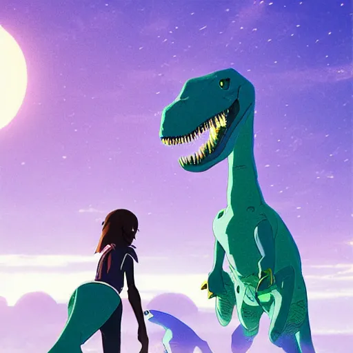 Image similar to laser dinosaurs by makoto shinkai