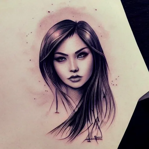 Image similar to tattoo design, beautiful portrait of a girl by artgerm, artgerm