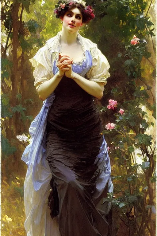 Prompt: victorian lady, painting by daniel gerhartz, alphonse mucha,