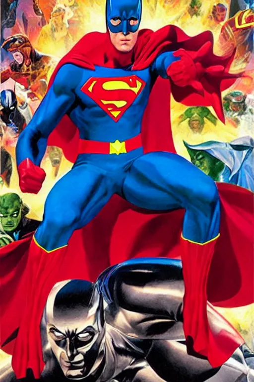 Image similar to a new superhero. art by alex ross.