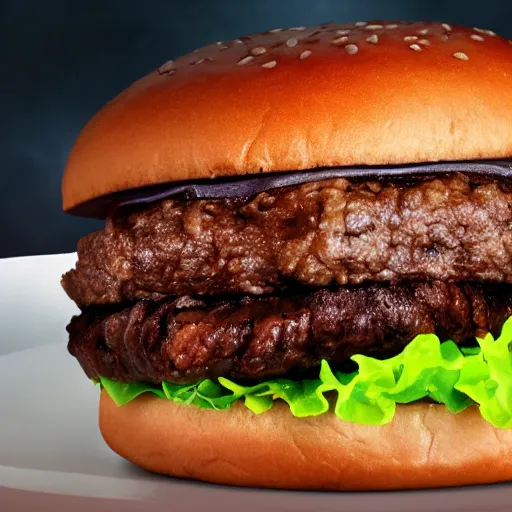 Prompt: a photo of a black hamburger