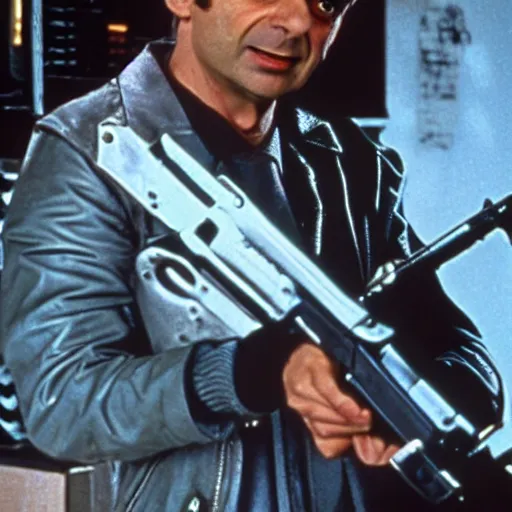 Image similar to A still of Mr Bean as the Terminator in The Terminator (1984)