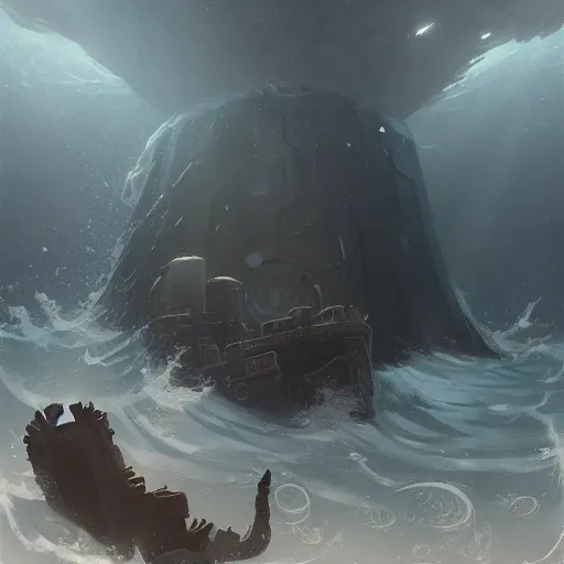 Prompt: of a lost empire in the deep sea, in the style of greg rutkowski