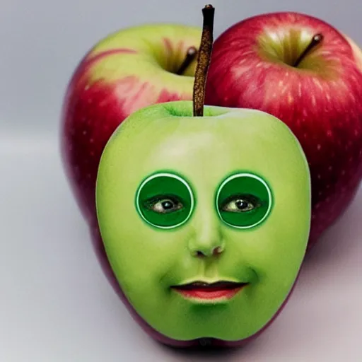 Prompt: an apple with a face looking like elon musk