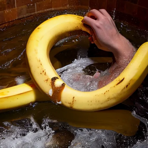 Image similar to Drake taking a bath with bananas, 8k, sharp, high details, detailed face