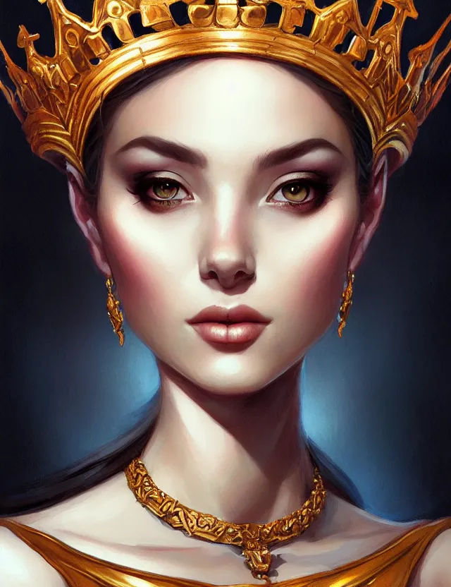 Image similar to blurred background. close-up portrait of a goddess in crown, by Artgerm and Afarin Sajedi and greg rutkowski