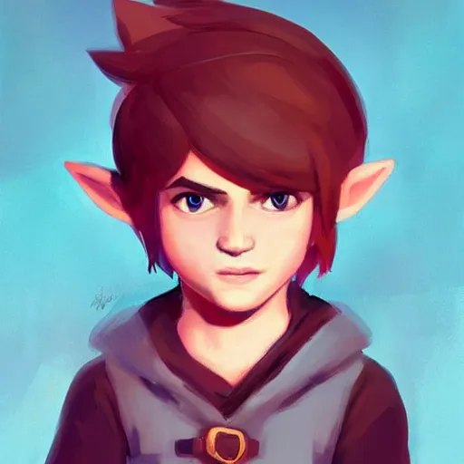 Image similar to attractive little boy character inspired in little hood red and link from legend of zelda, digital artwork made by lois van barlee, james jean and rhads