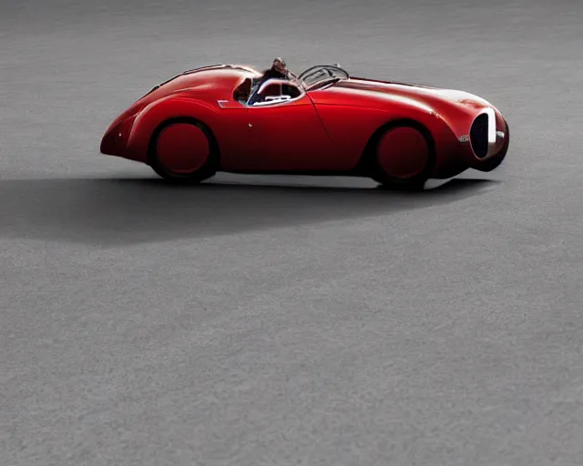 Image similar to a single bugatti type 5 7 and tesla roadster hybrid, dslr, cinematic, photorealistic, hyperdetailed