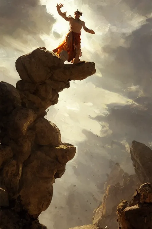 Image similar to ancient roman steve buscemi ascending wearing the civic crown while he levitates and hovers above the ground glowing with power small rocks and pebbles begin lifting off the ground around him, art by anders zorn, wonderful masterpiece by greg rutkowski, beautiful cinematic light, american romanticism by greg manchess, jessica rossier