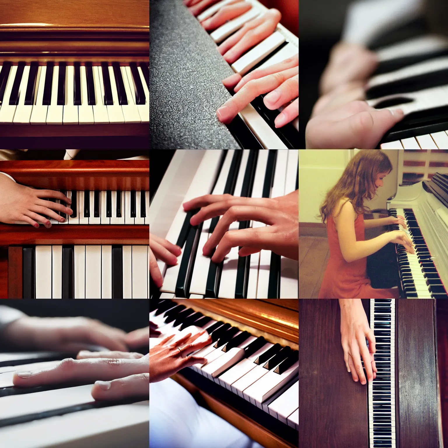 Prompt: Fingers on piano