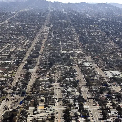 Image similar to aerial footage of los angeles after huge earthquake and tsunami